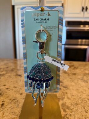 Piper·k Blue and Teal Jeweled Jellyfish Bag Charm